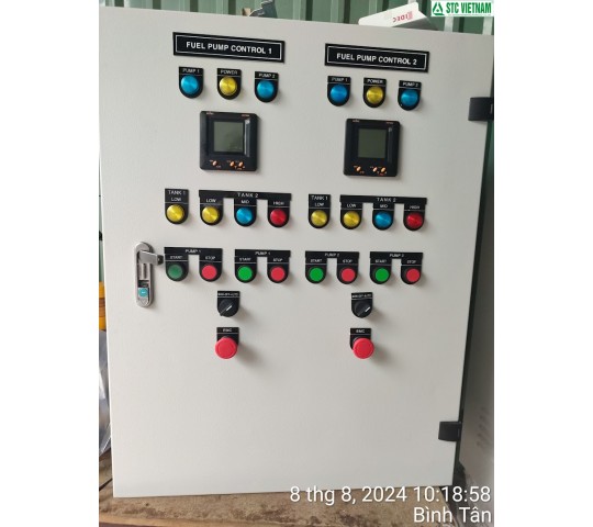 Tủ bơm dầu 02 bơm, điều khiển cảm biến điện dung